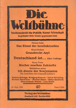 DIE WELIBÜHNE (DAS ELEND DEL INTELLEKTUELLEN) (GRUNDRECHT ASYL)…