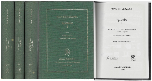 JUAN DE VERZOSA - PALMYRENVS EPISTOLAS 3 TOMOS