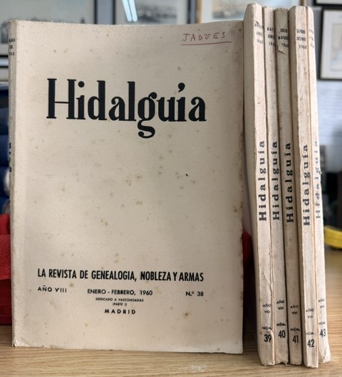 HIDALGUÍA, LA REVISTA DE GENEALOGIA, NOBLEZA Y ARMAS AÑO VIII, 1960 NUM. 38-43