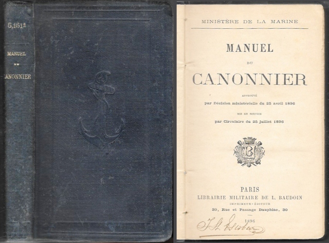 MANUEL DU CANONNIER - MINISTERE DE LA MARINA