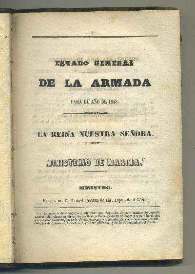 ESTADO  GENERAL DE LA ARMADA PARA EL AÑO DE 1848 + APENDICE