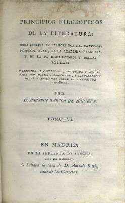 PRINCIPIOS FILOSOFICOS DE LA LITERATURA.TOMO VI.