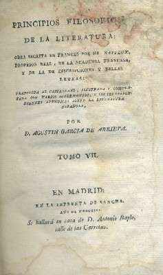 PRINCIPIOS FILOSOFICOS DE LA LITERATURA.TOMO VII.
