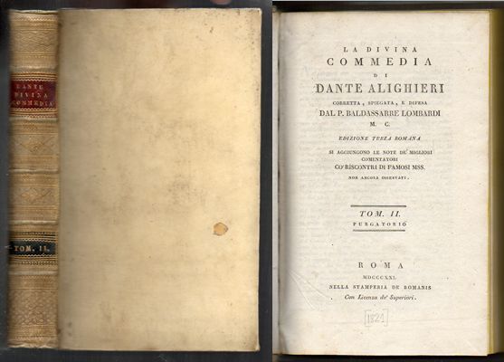 LA DIVINA COMMEDISA DI DANTE ALIGHIERI. TOMO II. PURGATORIO.
