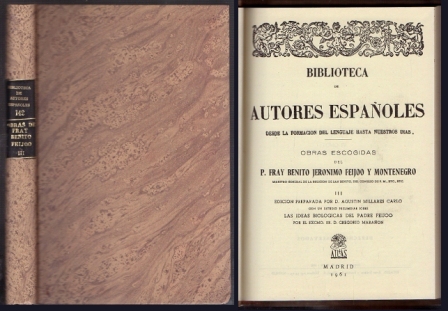 BIBLIOTECA DE TEMAS ESPAÑOLES Nº 142. OBRAS DE FRAY BENITO FEIJOO III.