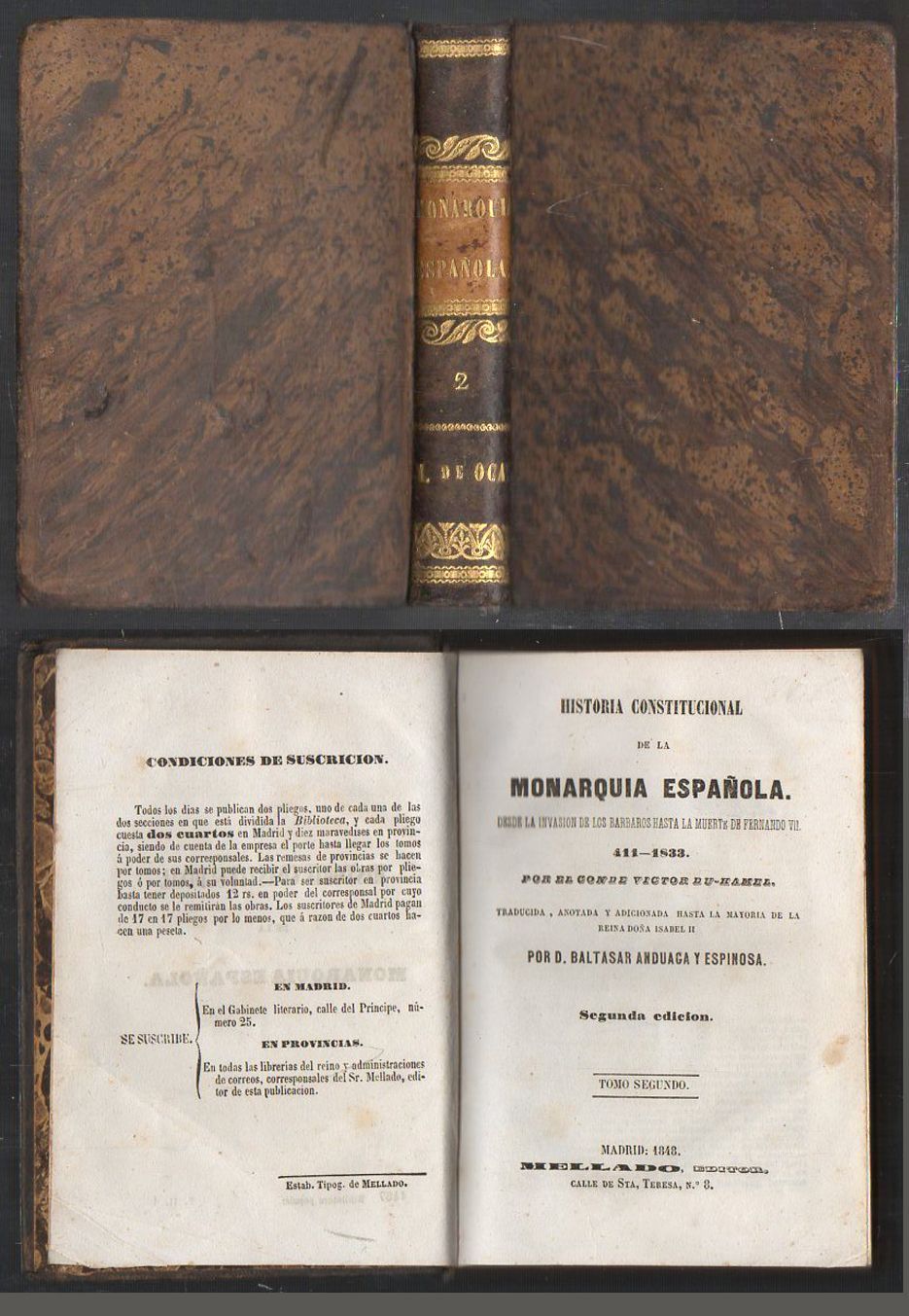 HISTORIA CONSTITUCIONAL DE LA MONARQUIA ESPAÑOLA TOMO II AÑO 411 -1833