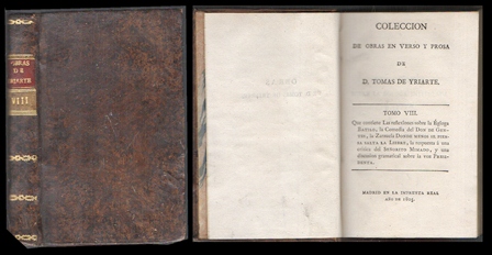 COLECCIÓN DE OBRAS EN VERSO Y PROSA DE D. TOMAS DE IRIARTE TOMO VIII