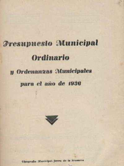 PRESUPUESTO MUNICIPAL 1936