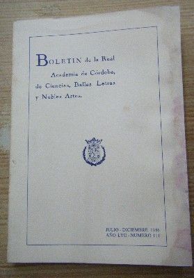 BOLETÍN DE LA REAL ACADEMIA DE CÓRDOBA, DE CIENCIAS,BELLAS ARTES Y NOBLES ARTES. J-D, 1986, Nº111