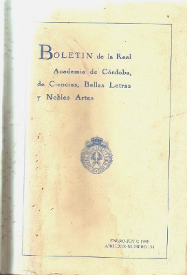 BOLETIN DE LA REAL ACADEMIA DE CORDOBA DE CIENCIAS, BELLAS LETRAS Y NORBLES ARTES.Nº 134