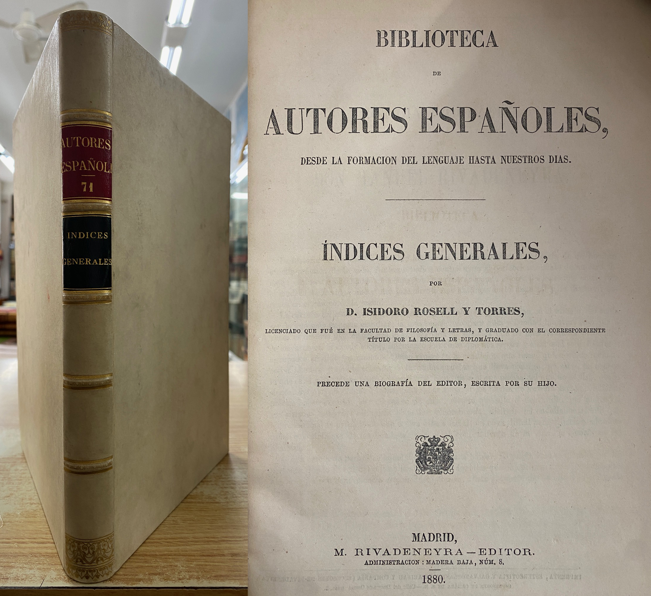 ÍNDICES GENERALES. AUTORES ESPAÑOLES 71
