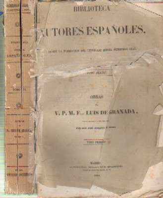 OBRAS DEL V.P.M. FRAY LUIS DE GRANADA. TOMO I. COL. BIBLIOTECA DE AUTORES ESPAÑOLES TOMO VI.