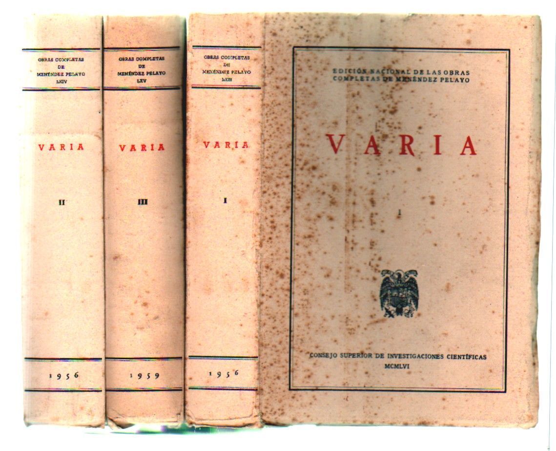 VARIA. OBRAS COMPLETAS. 3 TOMOS.
