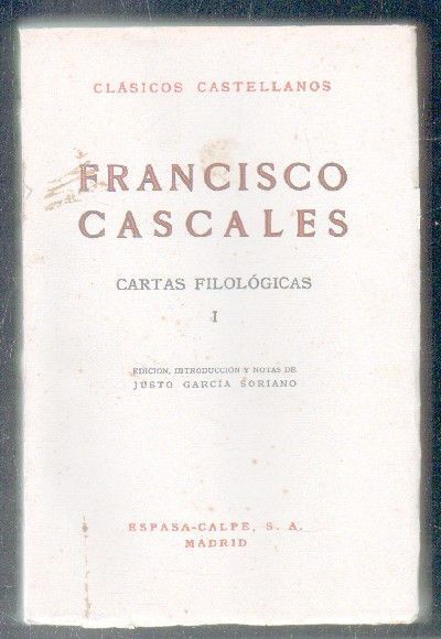 FRANCISCO CASCALES. CARTAS FILOSOFICAS.TOMO I.