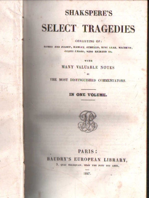 SHAKESPERE'S SELECT TRAGEDIES