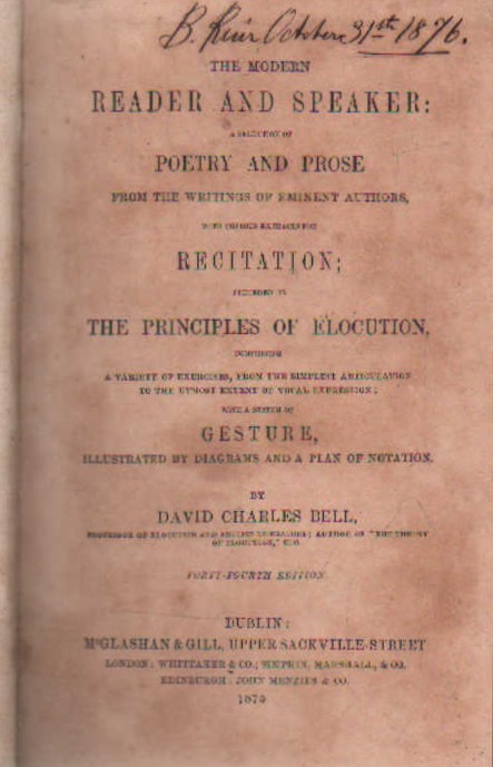 THE MODERN READER AND SPEAKER: A SELECTION OF POETRY AND PROSE