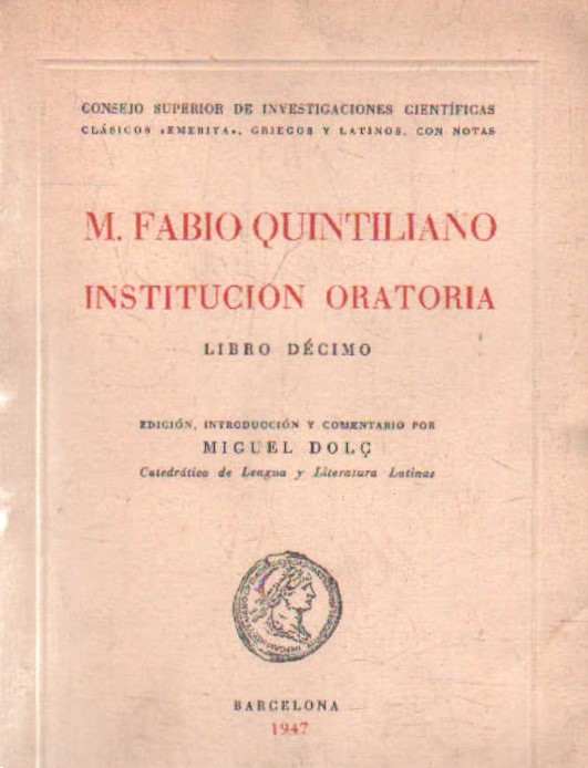 M. FABIO QUINTILIANO, INSTITUCION ORATORIA