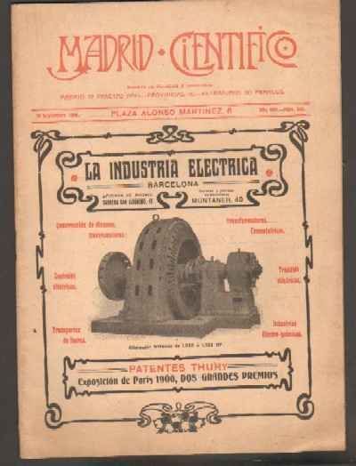 MADRID CIENTÍFICO, REVISTA DE CIENCIAS E INDUSTRIAS. AÑO XIII,NÚM.536. 30 SEPTIEMBRE-1903.