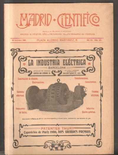 MADRID CIENTÍFICO, REVISTA DE CIENCIAS E INDUSTRIAS. AÑO XII,NÚM.505. 20 NOVIEMBRE-1903.