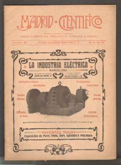 MADRID CIENTÍFICO, REVISTA DE CIENCIAS E INDUSTRIAS. AÑO XII,NÚM.506. 30 NOVIEMBRE-1905.