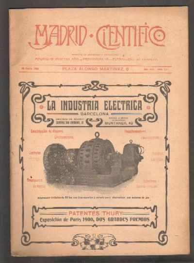 MADRID CIENTÍFICO, REVISTA DE CIENCIAS E INDUSTRIAS. AÑO XIII,NÚM.511. 20 ENERO-1906.
