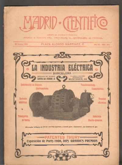 MADRID CIENTÍFICO, REVISTA DE CIENCIAS E INDUSTRIAS. AÑO XIII,NÚM.03. 30 OCTUBRE-1905.