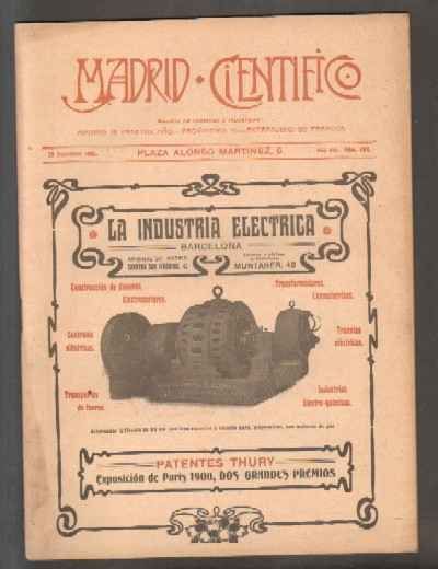 MADRID CIENTÍFICO, REVISTA DE CIENCIAS E INDUSTRIAS. AÑO XII,NÚM.508. 20 DICIEMBRE-1905.