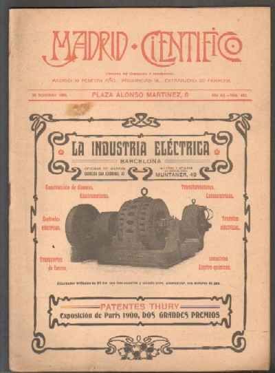 MADRID CIENTÍFICO, REVISTA DE CIENCIAS E INDUSTRIAS. AÑO XII,NÚM.502. 30 SEPTIEMBRE-1905.
