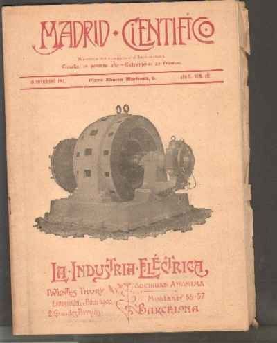 MADRID CIENTÍFICO, REVISTA DE CIENCIAS E INDUSTRIAS. AÑO X,NÚM.432. 10 NOVIEMBRE- 1903.