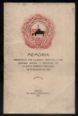 MEMORIA 1925. SOCIEDAD SEVILLANA DE CONCIERTOS.