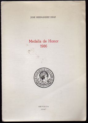 MEDALLA DE HONOR 1986. SEPARATA DEL BOLETIN DE BELLAS ARTES Nº XV.