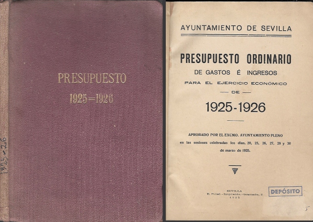 PRESUPUESTO ORDINARIO PARA EL EJERCICIO ECONOMICO DE 1925-1926 AYTO. SEVILLA