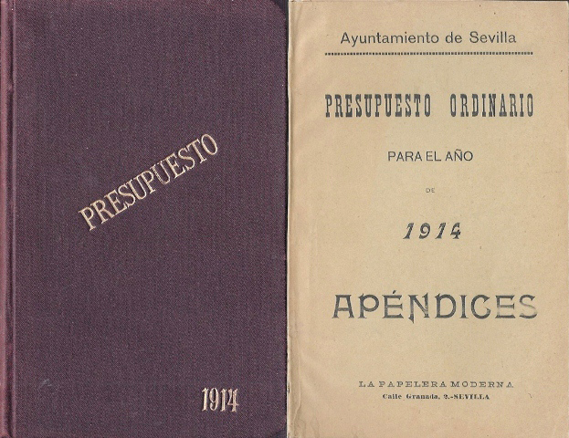PRESUPUESTO ORDINARIO Y APENDICES PARA EL AÑO 1914 AYTO. DE SEVILLA 2 TOMOS