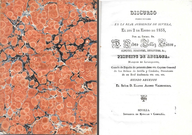 DISCURSO PRONUNCIADO POR D. PEDRO TELLEZ GIRON EN LA AUDIENCIA DE SEVILLA 2 ENERO 1855