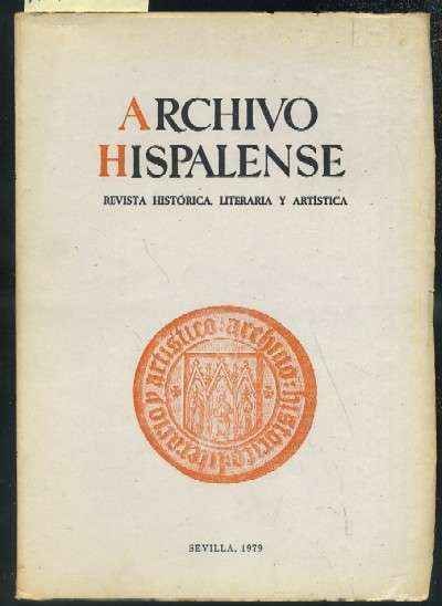 ARCHIVO HISPALENSE. REVISTA HISTÓRICA, LITERARIA Y ARTÍSTICA. 2ª ÉPOCA. AÑO 1979. TOMO LXII. Nº 190.