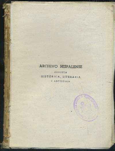 ARCHIVO HISPALENSE. REVISTA HISTÓRICA, LITERARIA Y ARTÍSTICA. 2ª ÉPOCA. AÑO 1946. NUMERO 15. TOMO VI