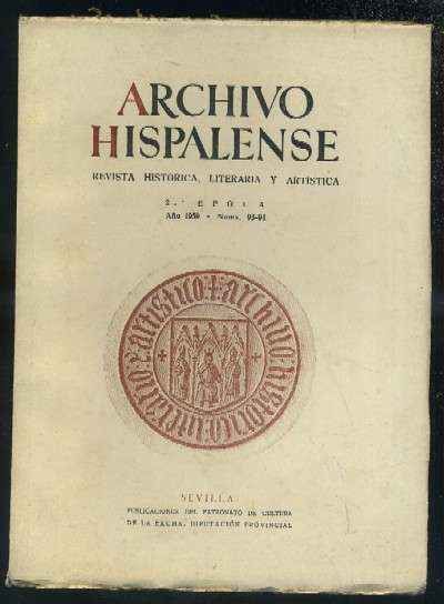 ARCHIVO HISPALENSE. REVISTA HISTÓRICA, LITERARIA Y ARTÍSTICA. 2ª ÉPOCA. AÑO 1959. NUMERO 93-94.
