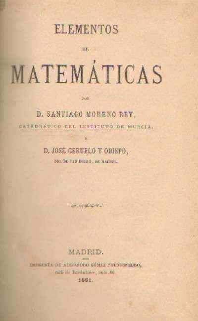 ELEMENTOS DE MATEMATICAS. ARITMETICA Y ALGEBRA