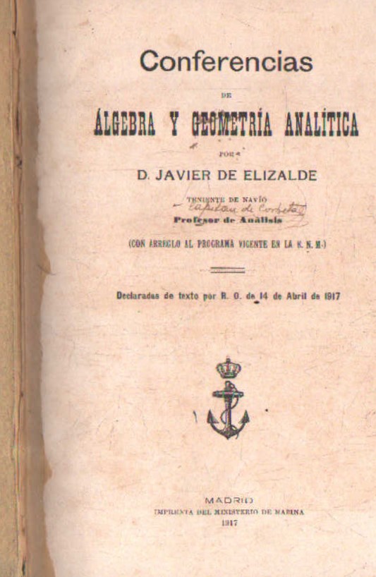 CONFERENCIAS DE ÁLGEBRA Y GEOMETRÍA ANALÍTICA