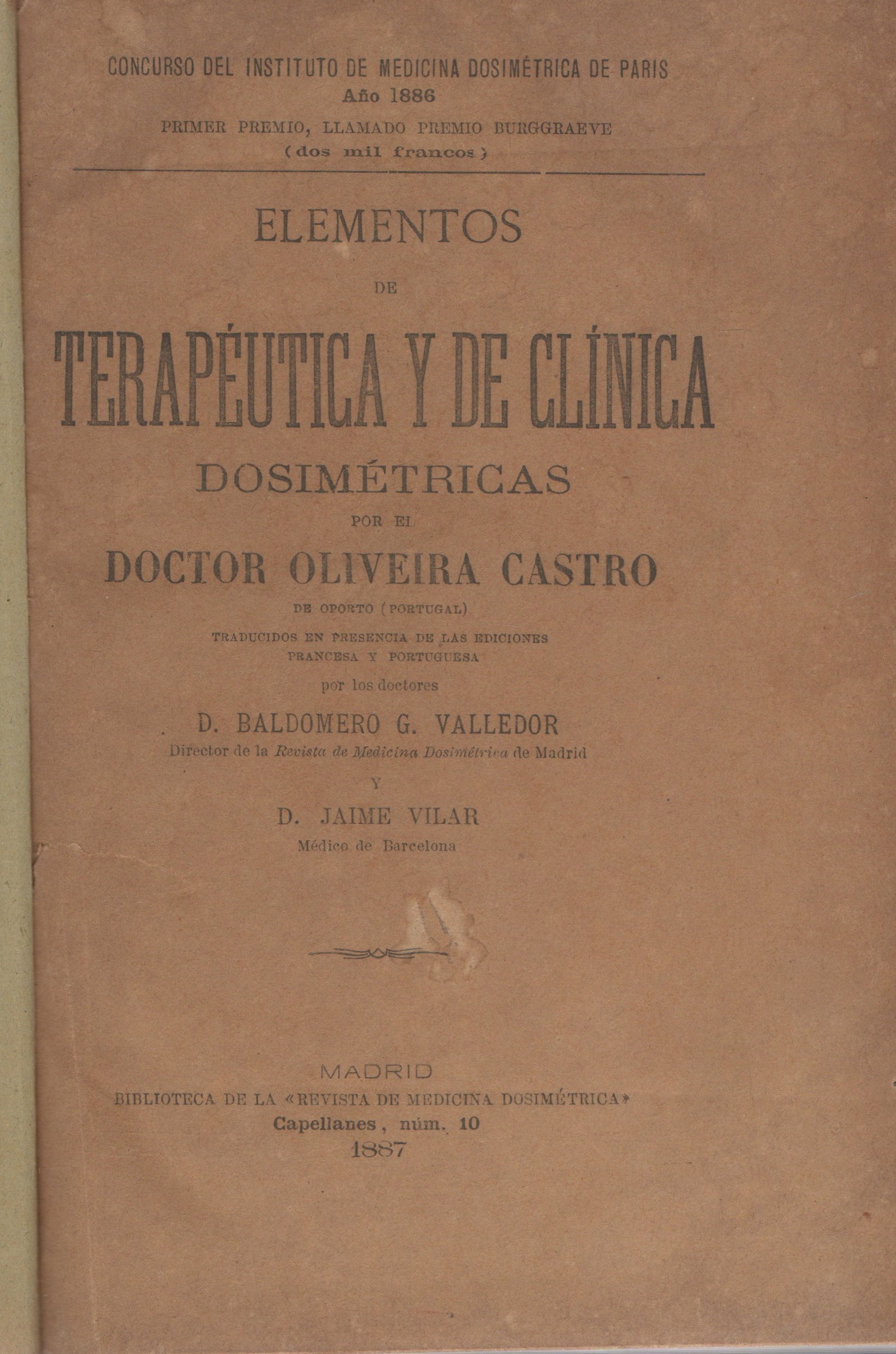 ELEMENTOS DE TERAPÉUTICA Y DE CLÍNICA DOSIMÉRICAS