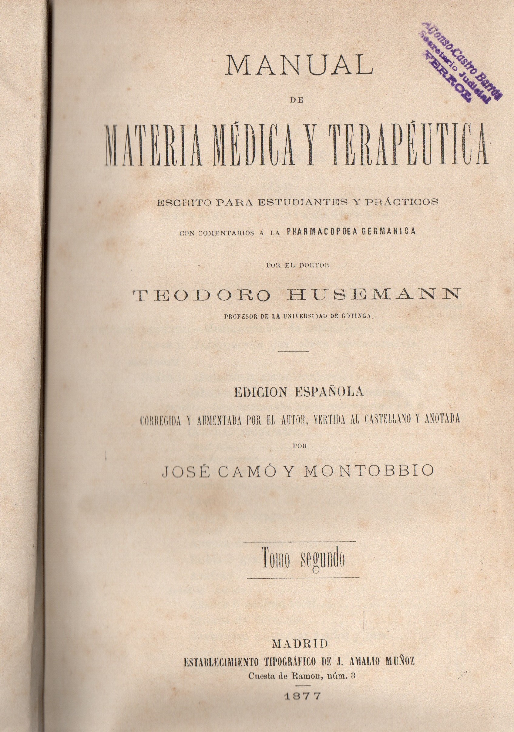 MANUAL DE MATERIA MÉDICA Y TERAPÉUTICA TOMO II