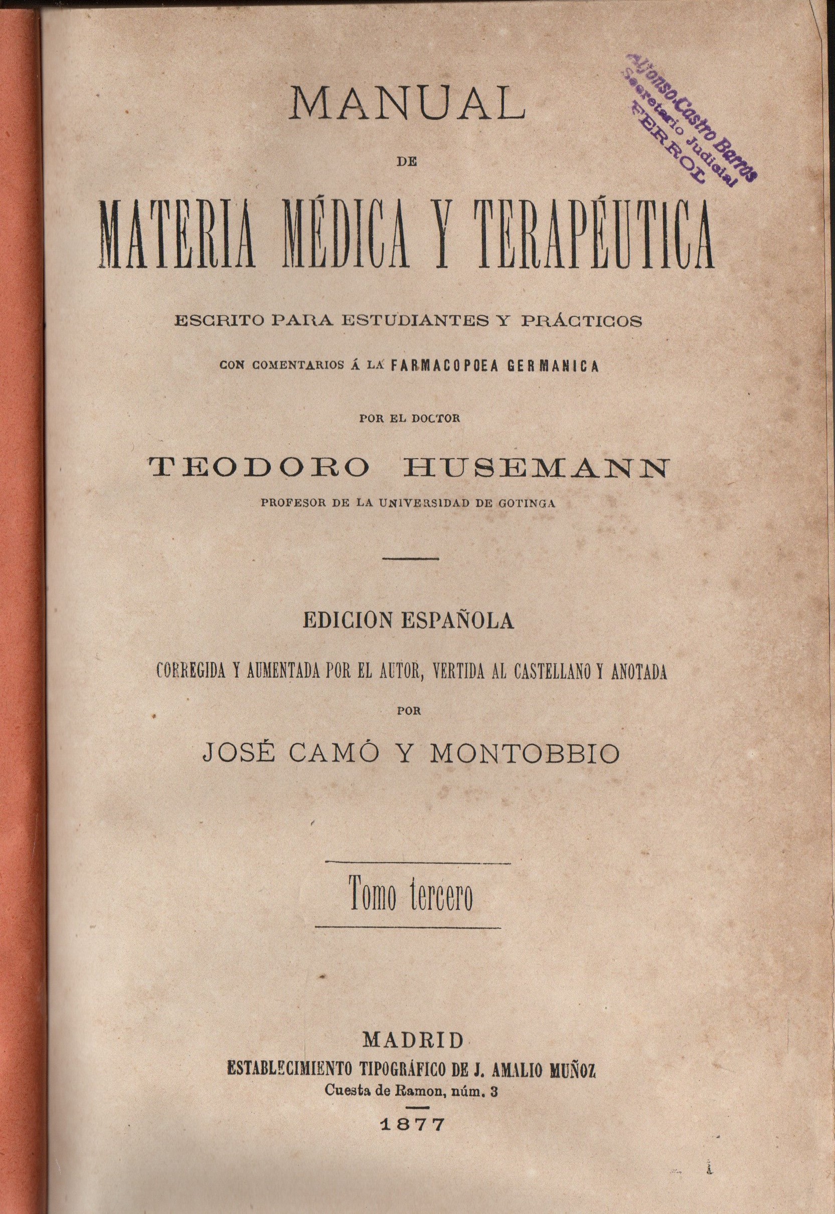 MANUAL DE MATERIA MÉDICA Y TERAPÉUTICA TOMO III