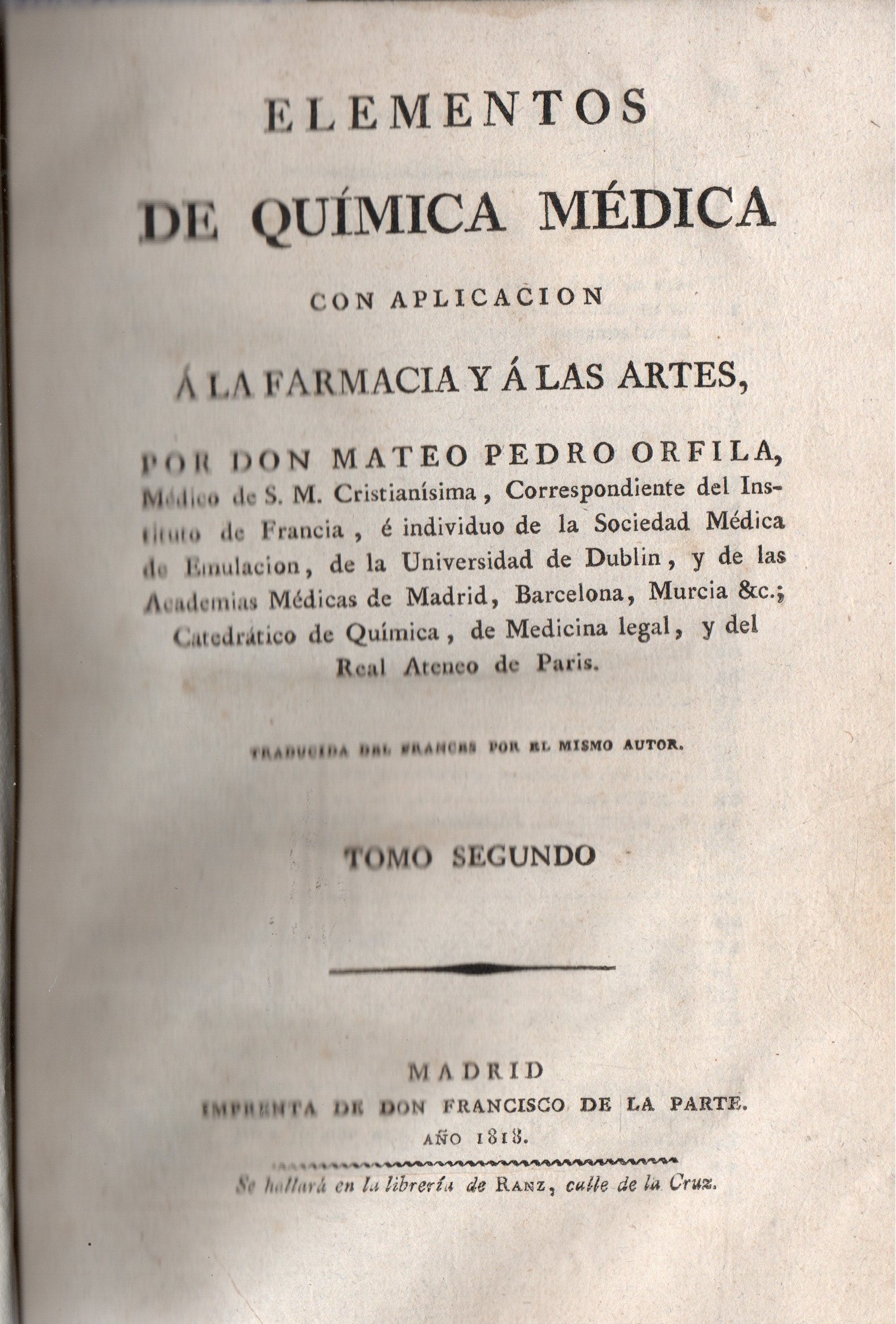 ELEMENTOS DE LA QUIMICA MEDICA. TOMO SEGUNDO