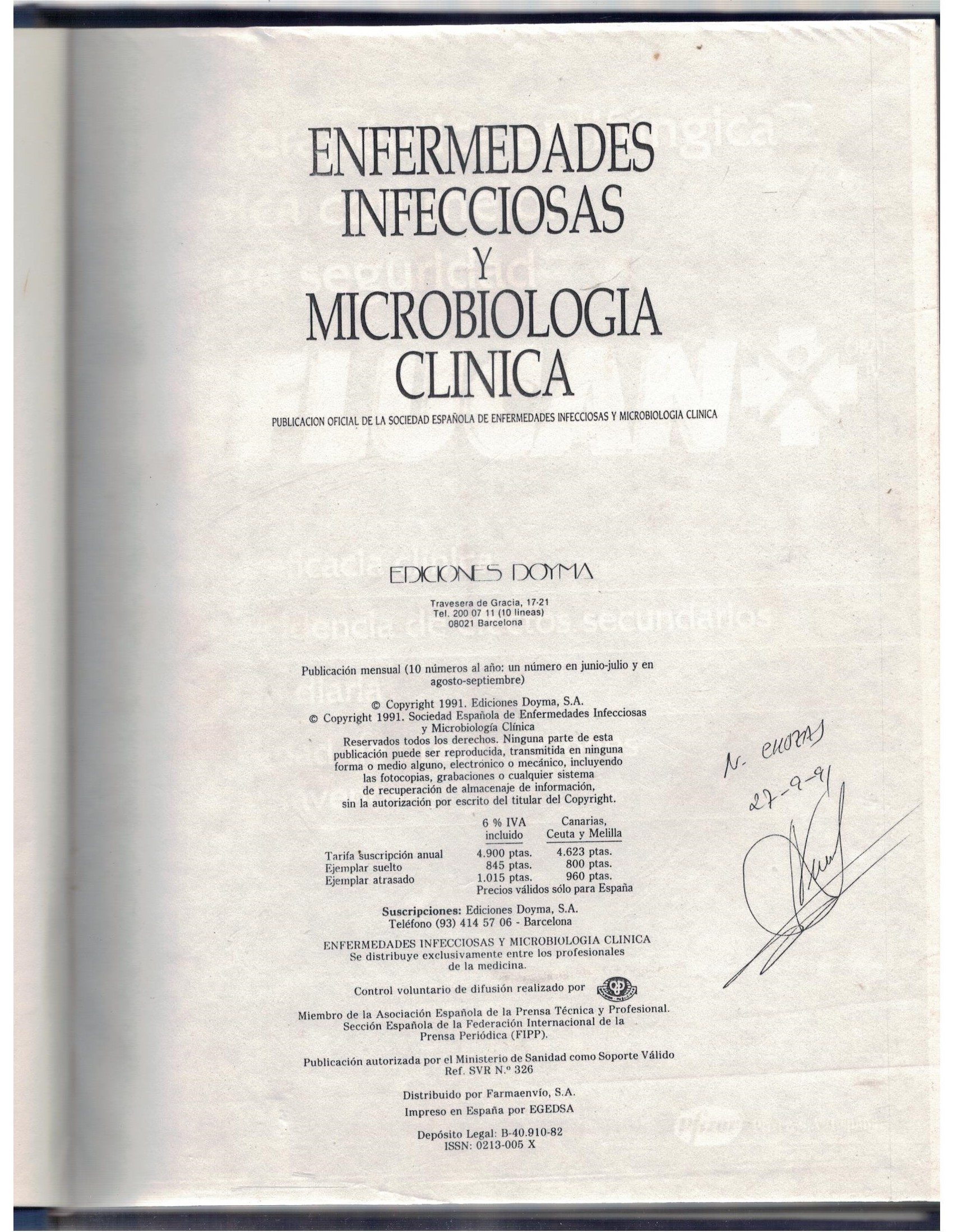 ENFERMEDADES INFECCIOSAS Y MICROBIOLOGIA CLINICA