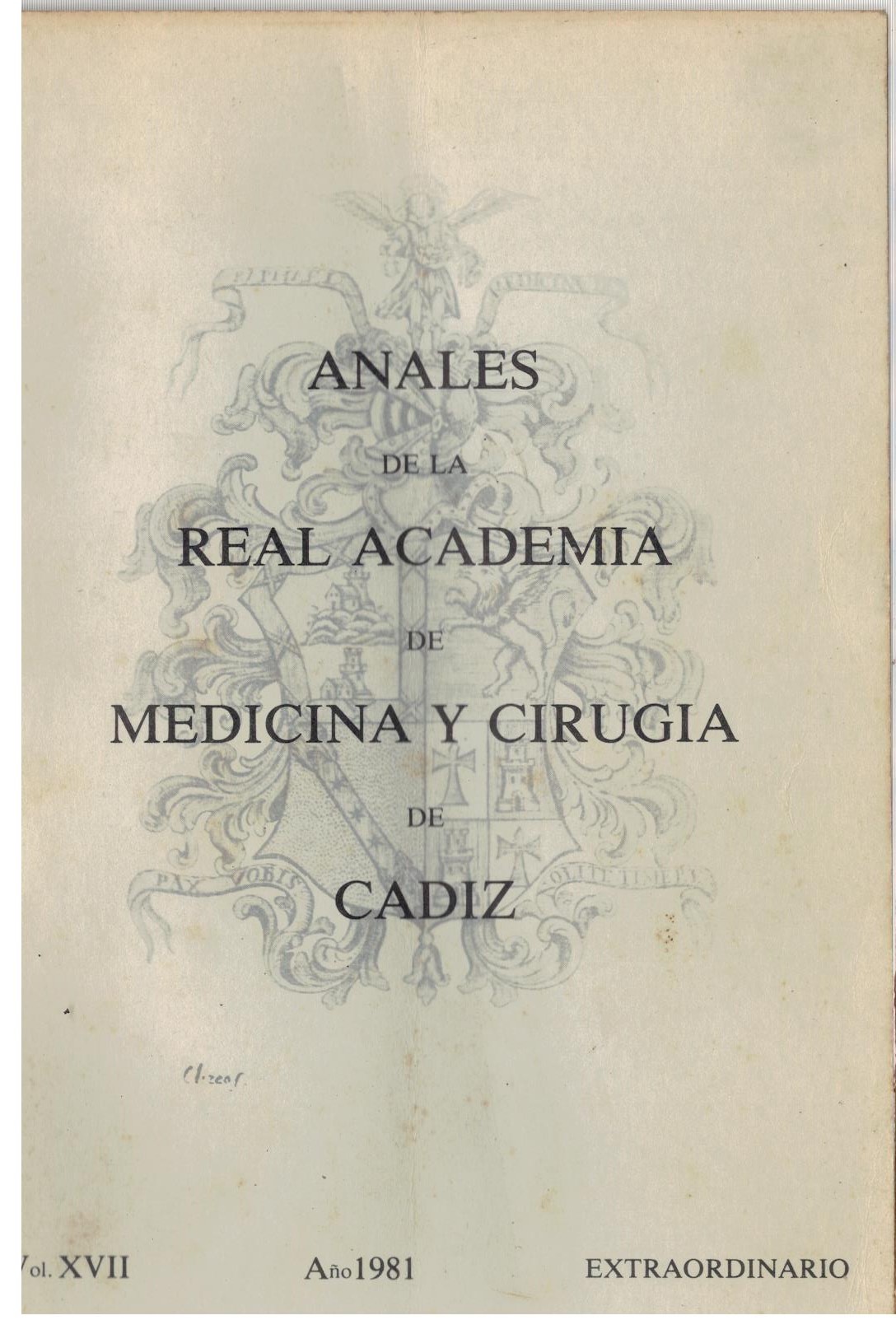ANALES DE LA REAL ACADEMIA DE MEDICINA Y CIRUGIA DE CADIZ. VOLUMEN XVII