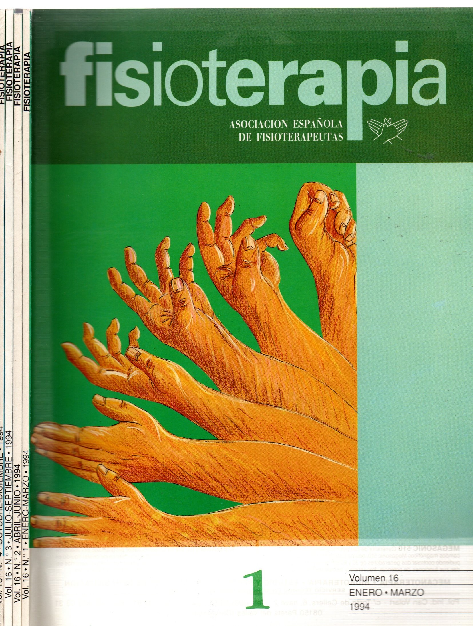 REVISTAS FISIOTERAPIA. VOL.16. Nº 1, 2, 3 Y 4. DE ENERO A DICIEMBRE 1994.
