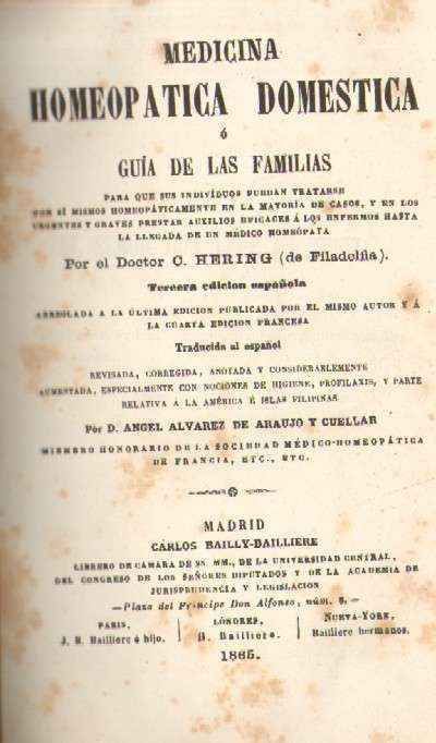 MEDICINA HOMEOPATICA DOMESTICA O GUIA DE LAS FAMILIAS