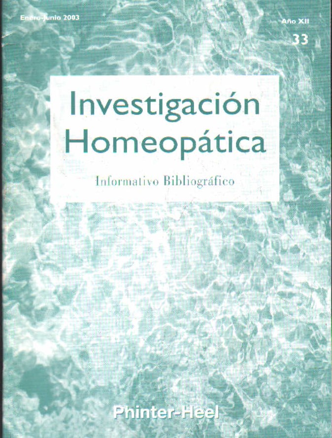 INVESTIGACIÓN HOMEOPÁTICA AÑO XII, Nº. 33