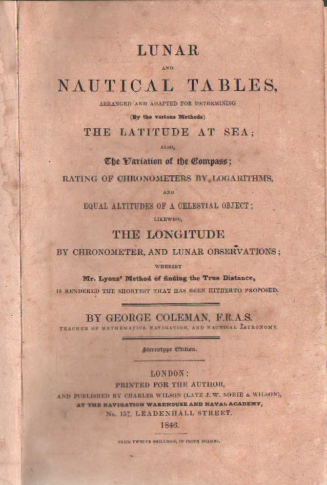LUNAR AND NAUTICAL TABLES