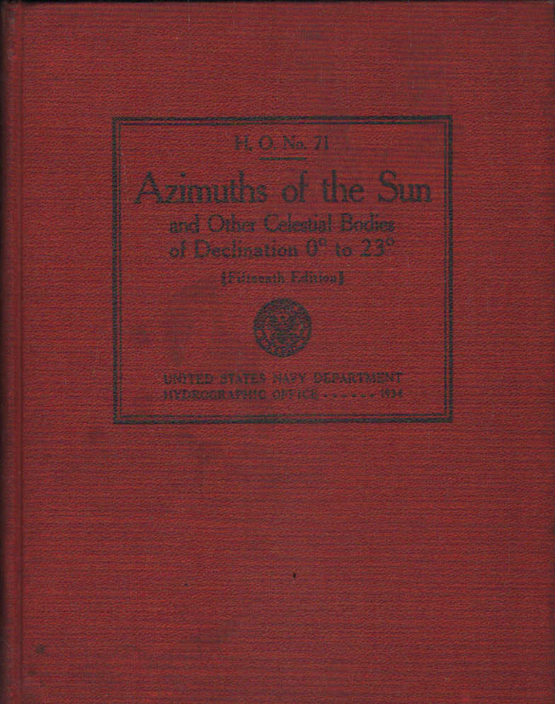 AZIMUTHS OF THE SUN AND OTHER CELESTIAL BODIES OF DECLINATION 0º TO 23º